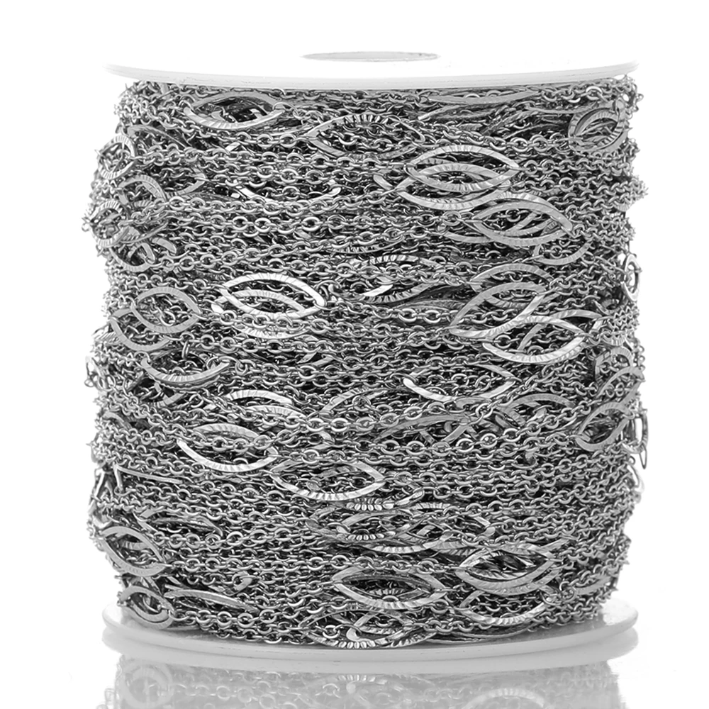 1 Meter Edelstahl-Gliederketten in Großpackung mit bösen Augen für DIY-Schmuckherstellung, Halsketten, Accessoires, handgefertigte Armbänder und Zubehör – Detail 6