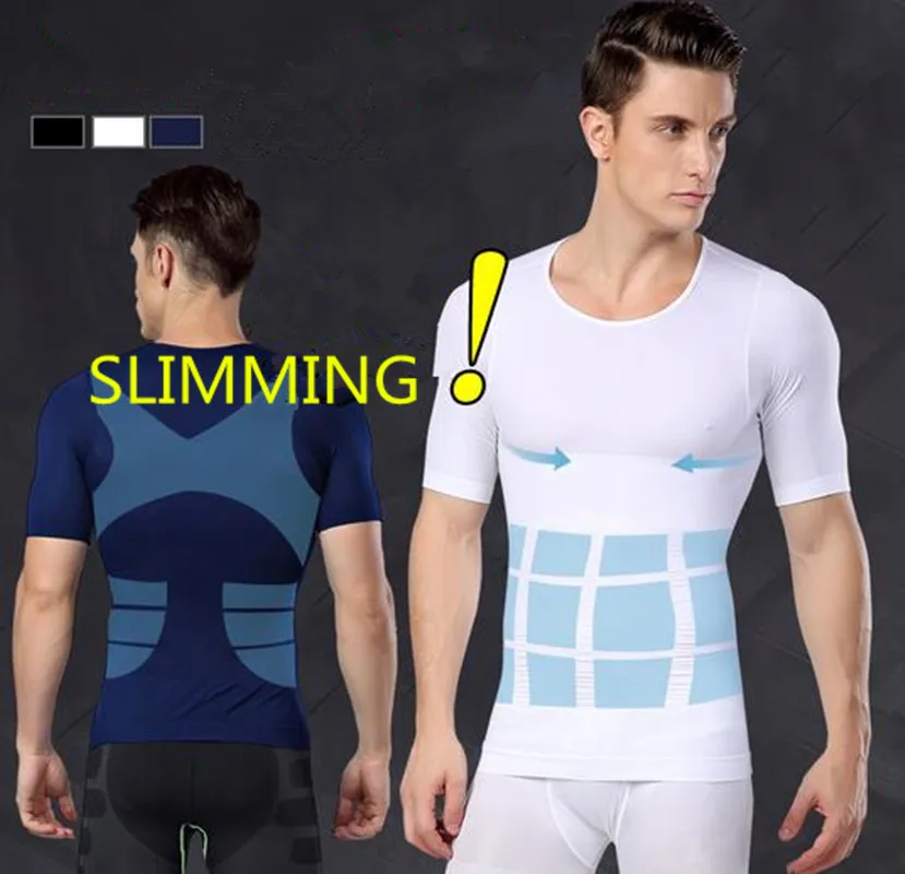 

Slimming Tummy Belly Abdomen Corrector Shirts Men Body Shaper Body building Fat Burn Weight Loss Compression Posture Vest