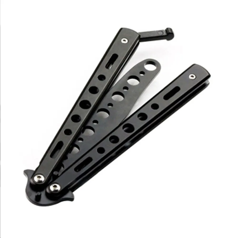 22.50cm/8.86 Stainless Steel Practice Limit 100 Black Metal Butterfly Balisong Trainer Training Knife Dull Tool without harm