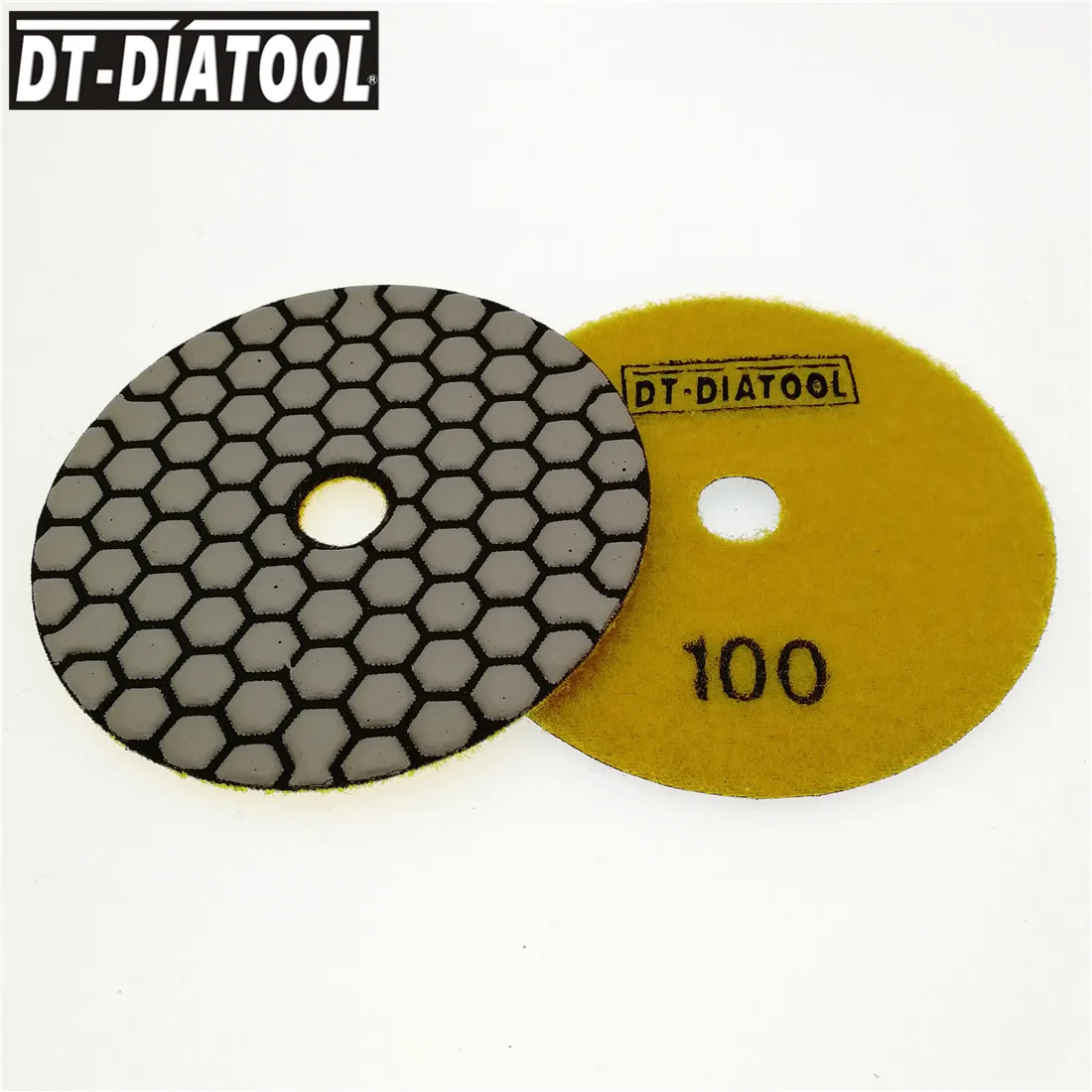 DT-DIATOOL 7pcs Dia 4 inch/100mm Resin Bond Diamond Dry Polishing Pads Grit #100 Sanding Disc For Granite Marble Stone