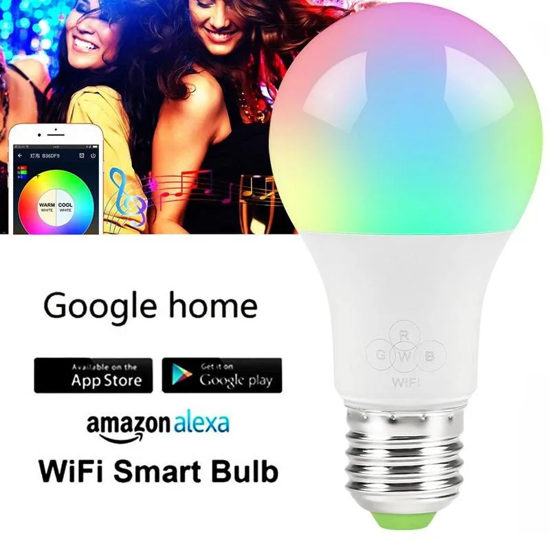 Dimmable 7W 15W E27 WiFi Smart Light Bulb LED Lamp App Operate Alexa Google Assistant Control Wake up Smart Lamp Night Light