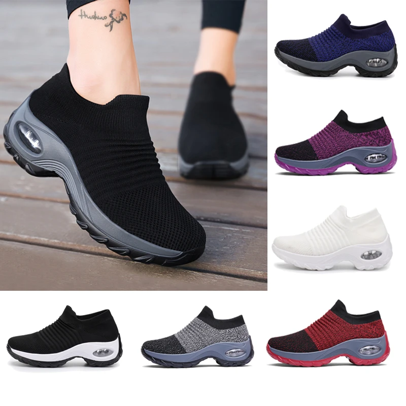 

Hot Sale Women Tennis Shoes Breathable Mesh Height-increasing Slip-on Female Sock Footwear Outdoor Women Platforms Sneakers