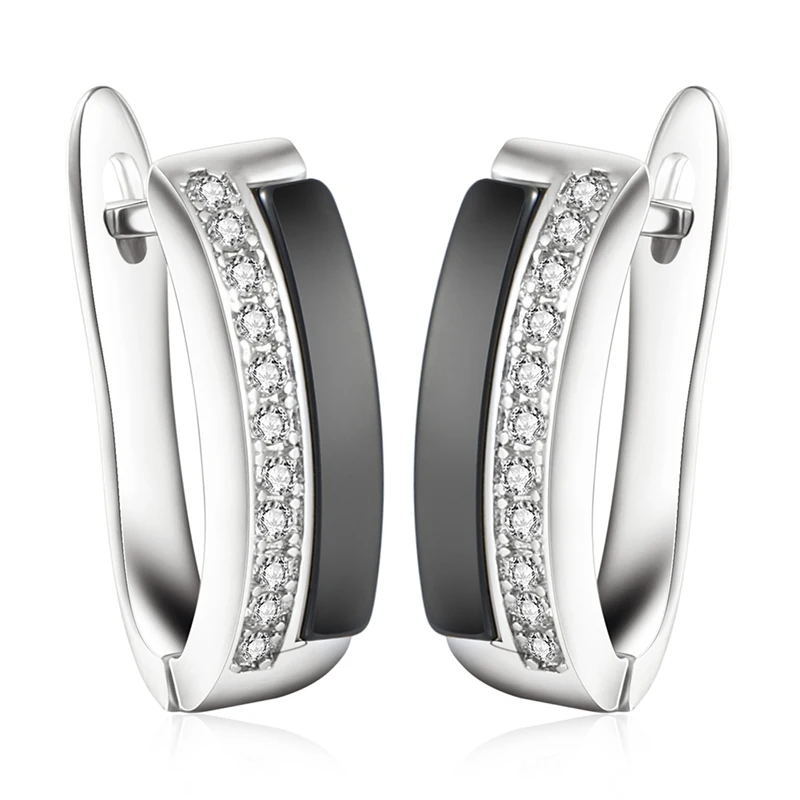 One Row AAA CZ Element Stud Earrings For Women U Shape Healthy Ceramic Earrings Jewelry  Wholesale Jewelry