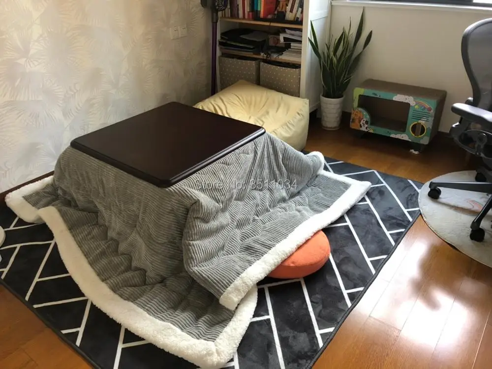 Koreański styl zimowy Kotatsu Futon koc 1Pc Funto + 1Pc dywan 190x19 0cm miękka bawełniana kołdra dla japońskiego Kotatsu stół grzewczy