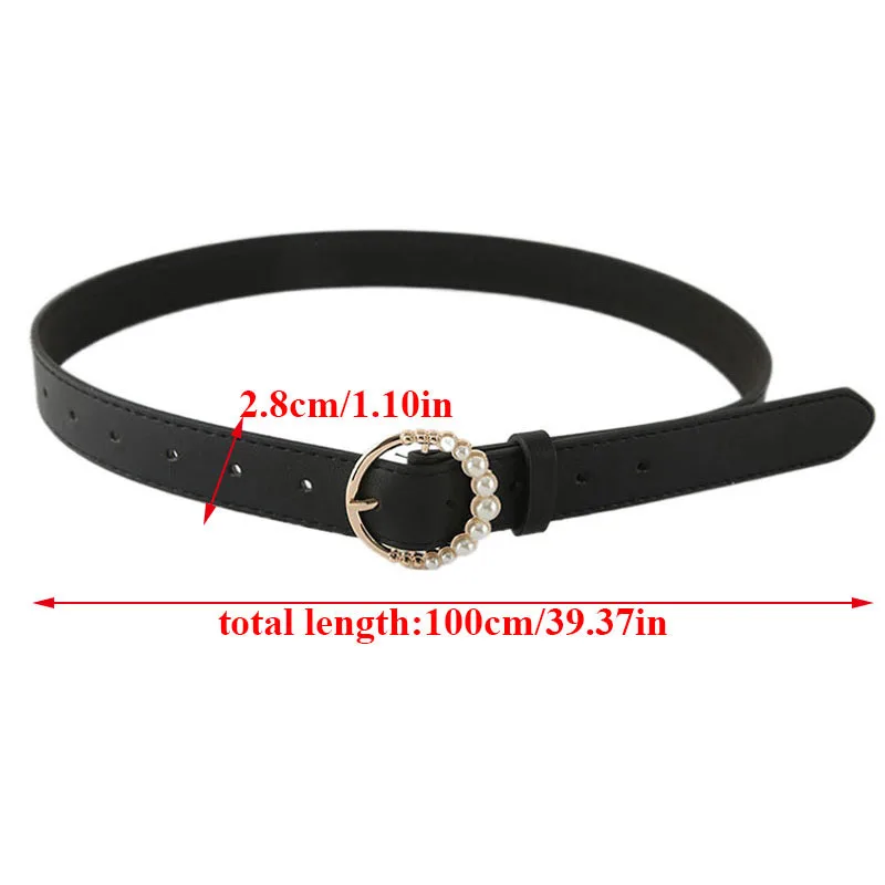 Mode Lederen Vrouwen Riem Zwart Wit Riemen Voor Jeans Jurk Vrouw Parel Gesp Taille Riem Dames Mode Riemen
