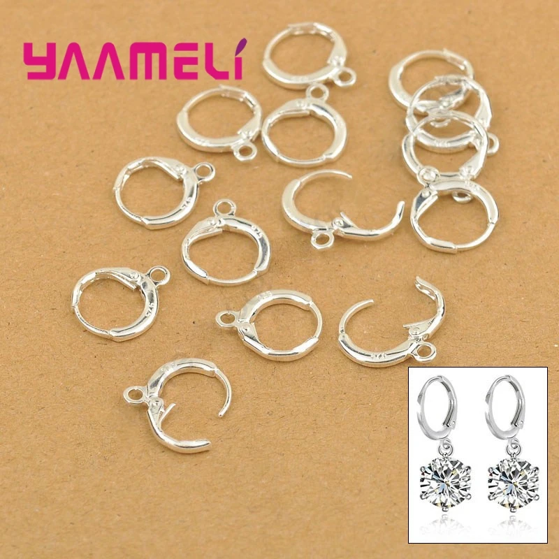 

20PCS Round Earwires Hoop Earrings Making Components 925 Sterling Silver Jewelry Findings Accessories Parts Connector