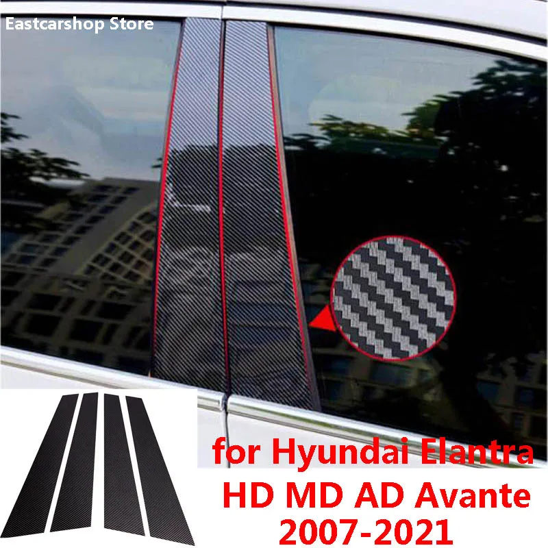 

For Hyundai Elantra HD MD AD Avante Car Middle Column PC Window Decoration B C Pillar Strip Sticker Cover Accessories 2007-2022