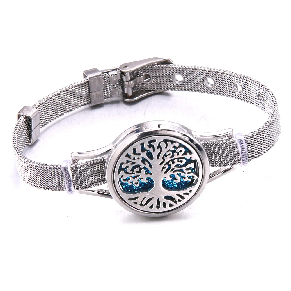 Classic Tree of Life Aromatherapy Bracelet High Quality Stainless Steel Wristband Perfume Oil Diffuser Bracelet Fashion Jewelry