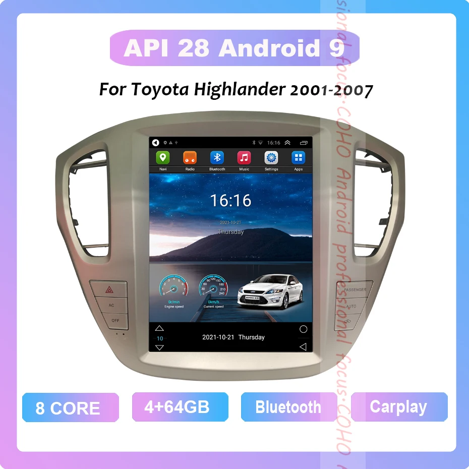 

COHO For Toyota Highlander 2001-2007 Android 9.0 Octa Core 4+64G Car Multimedia Player Stereo Radio