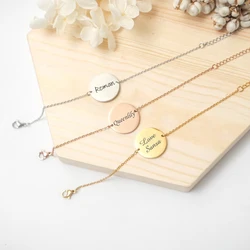 Fashion Personalized Engraving Name Coins Pendant Custom Bracelet for Women Wedding Bangle Jewelry Handmade Logo Wrist Chain
