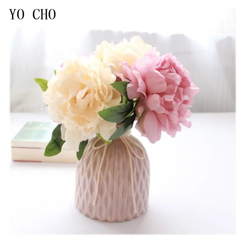 YO CHO Aritificial Flower Peony Wedding Decor Big Flower Bridal Bouquet Wedding Decorative Silk Flowers Party Home Accessories