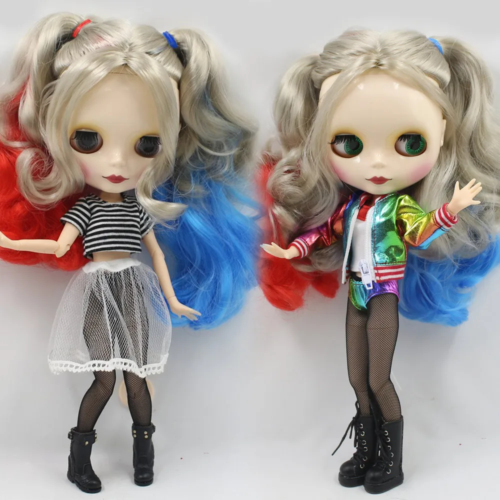 ICY DBS Blyth Doll Silver mix red and blue hair joint body Including clothes white skin 1/6 BJD ob24 anime girl