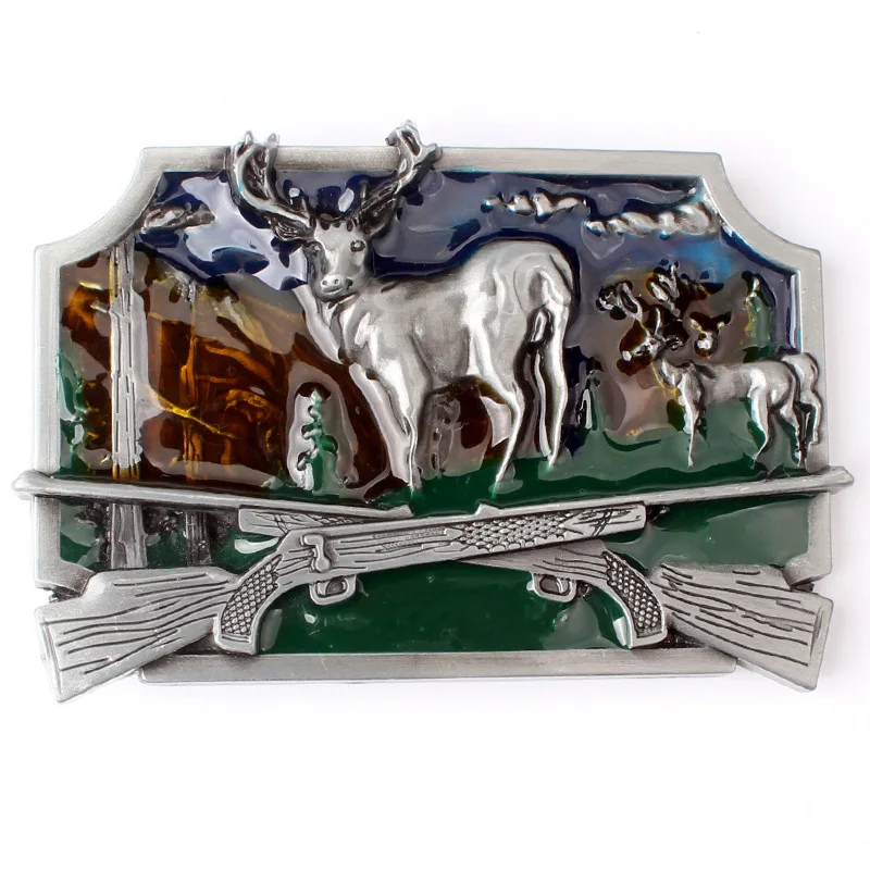 Deer hunter belt buckle Forest hunting for man 3.8cm belt