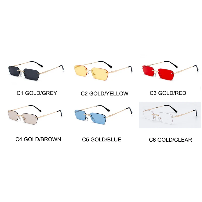 OEC CPO Fashion Rimless Sunglasses Women Vintage Brand Design Ladies Transparent Lens Sun glasses For Women Rectangle UV400 O94 image 6