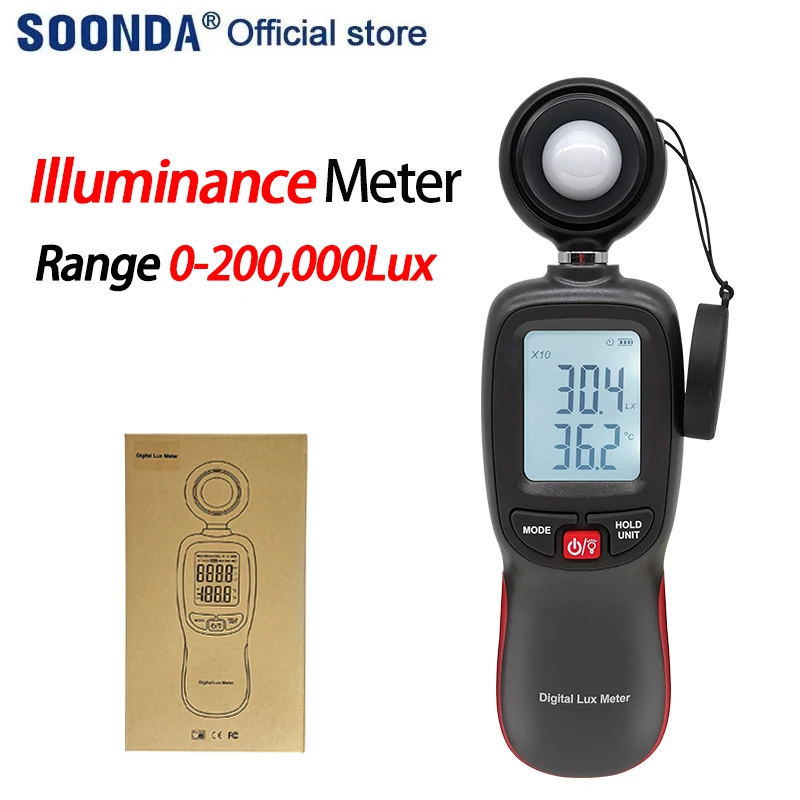 

Digital Light Meter Lumeter Illuminance Meter Measurer with Range up to 200,000 Lux Luxmeter Light-intensity Indicator Meter