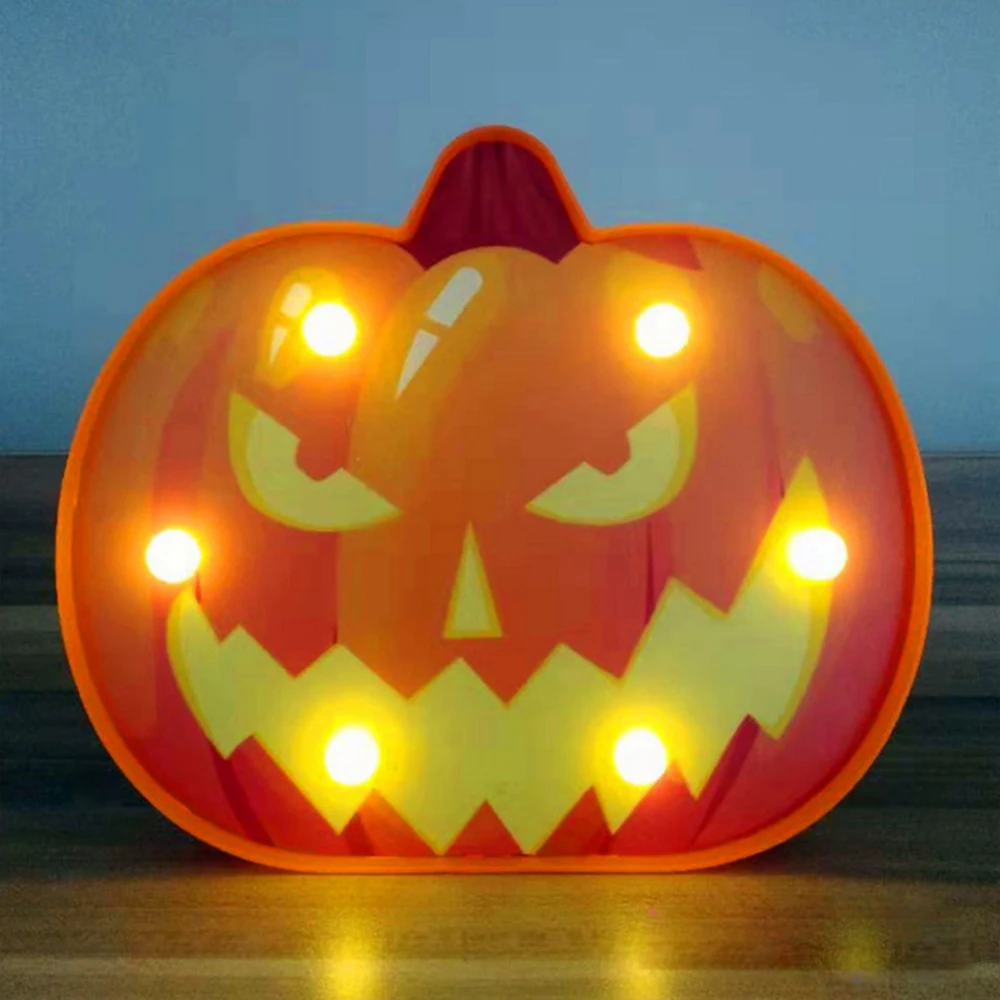 Hand Geschilderd Led Licht Pompoen Ghost Spooky Scary Batterij Aangedreven Vakantie Partij Decoratieve Bureaulamp Halloween Opknoping Ornament