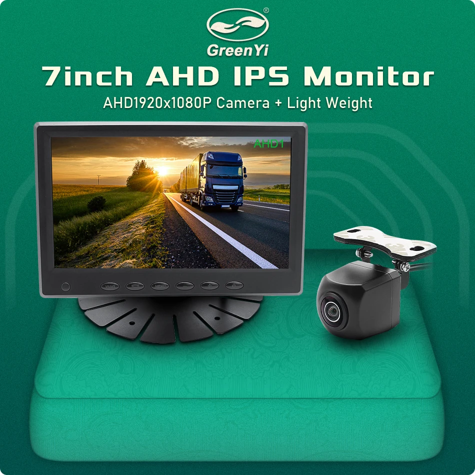 GreenYi Quality HD 7 Inch IPS Screen AHD Car Parking Monitor With AHD 1920*1080P Fisheye Lens Rear View Backup Camera