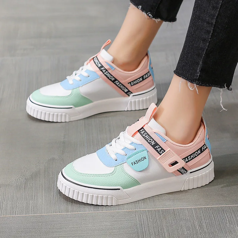 

Chaussure Femme 2021 Women's Casual Vulcanized Shoes Woman Leather Sneakers Flat Ladies Lace Up Female Footwear Size 42 Zapatos