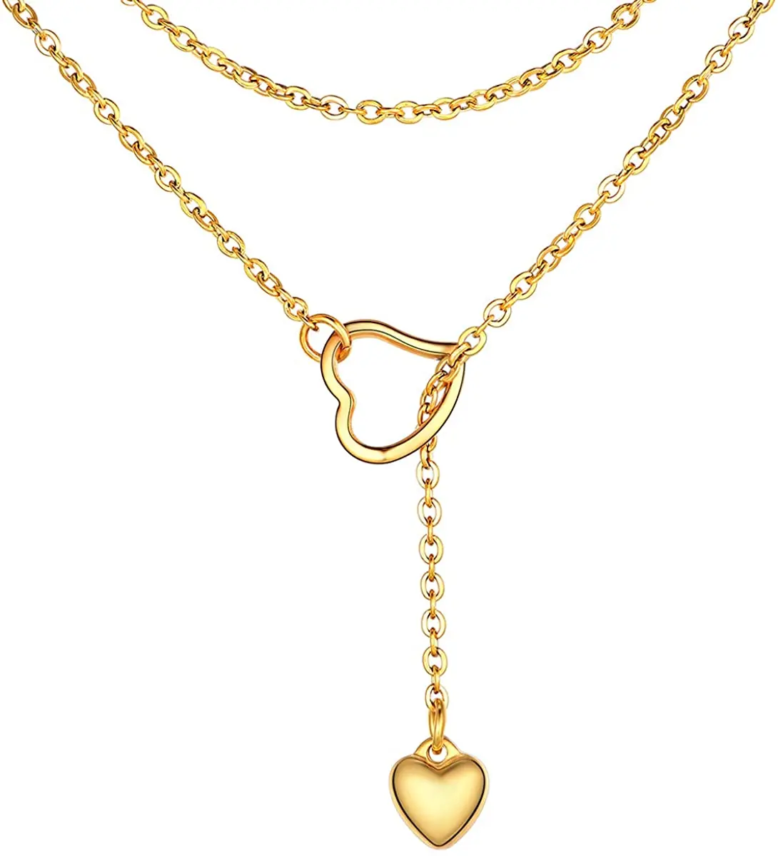 

Gift Y Shape with Heart Shape Pendent Color Necklace for Women Front Adjustable Long Chain Necklace Customizable CP531