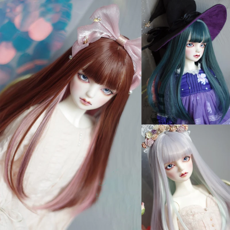 

D03-P610 children toy BJD DD SD MSD 1/6 1/4 1/3 doll's Photo props Accessoriess pink silver Long straight hair 1pcs