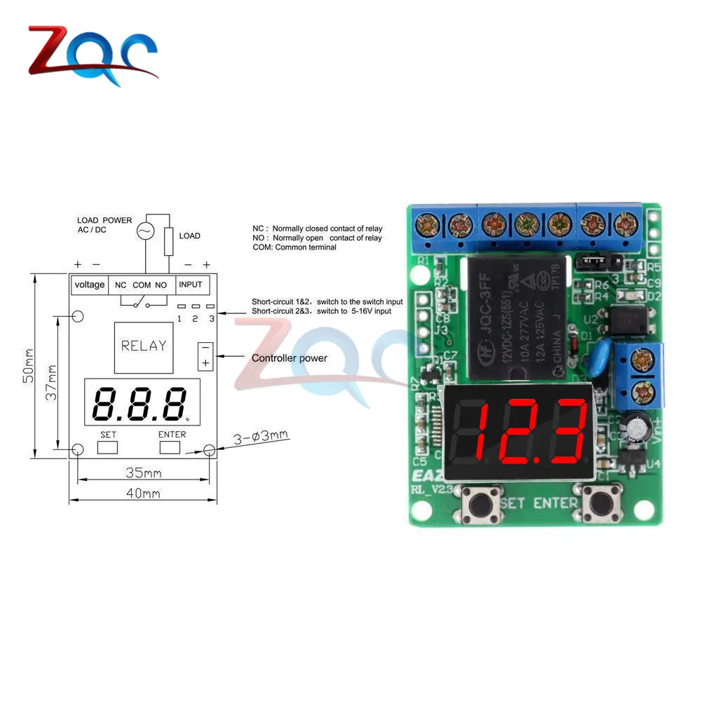 DC 12V / 24V LED Digital Relay Switch Control Board Relay Module Voltage Protection Detection Charging Discharge Monitor