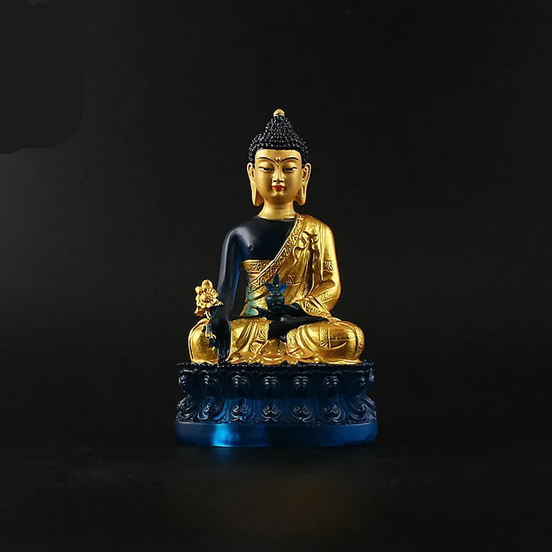 

Efficacious 13.5cm Gold Plating Pharmacist Tibetan Nepal Buddhist Statue,Tranic Putting Decorate Figurine