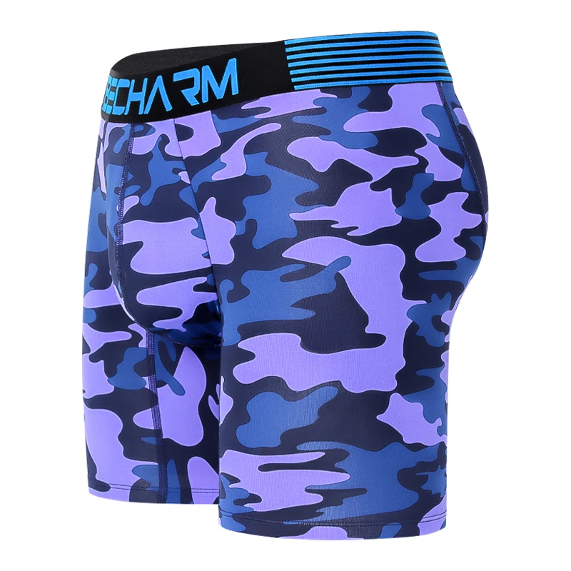 4pcs/set Becharm Men's Boxers Panties Sports Shorts for Men Briefs Set Nylon Long Gay Sexy Underwear Camouflage Solid Clothing