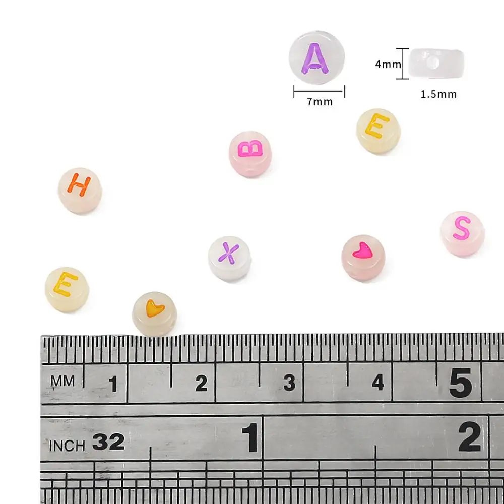 100pcs/lot Mixed English Letter Acrylic Beads Flat Heart Alphabet Number Beads for DIY Charms Bracelet Necklace Jewelry Making