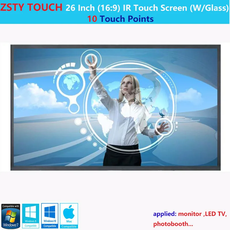 

Xintai Touch 26 inch 10 Touch Point 16:9 ratio IR Touch Screen ,infrared touch Panel/Touch overlay kit With Glass