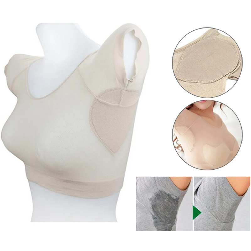 Almofadas em forma de camiseta para suor, reutilizáveis, lavável, axila, absorve o suor, perfume, anti-suor para mulheres, conjunto feminino, 1 peça