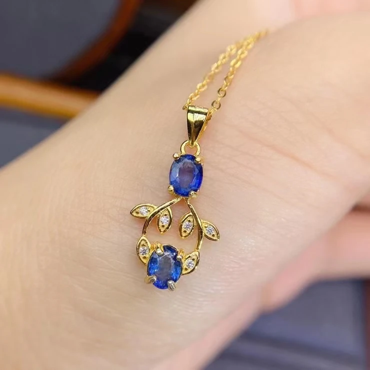 

KJJEAXCMY fine Jewelry 925 Sterling Silver Natural sapphire Girl's noble Pendant Necklace Support Test Chinese style with box