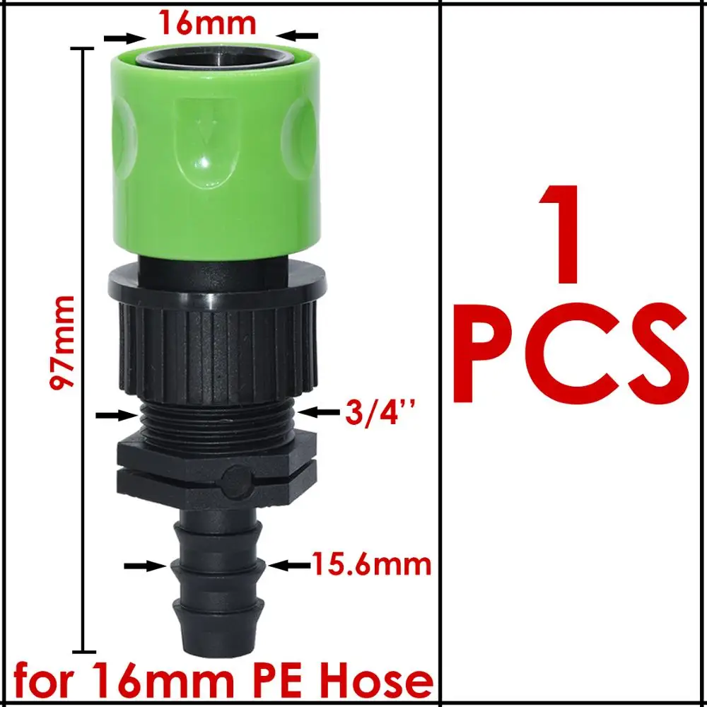 Greenhouse 1PCS Barb Quick Connector for 16mm 20mm 25mm PE Hose 3/4\'\' Garden Water Pipe Tap Adapter Fitting Watering Greenhouse