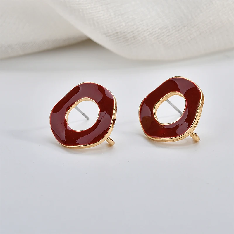 Morandi retro shaped hollow round simple earrings DIY handmade jewelry earrings accessories material