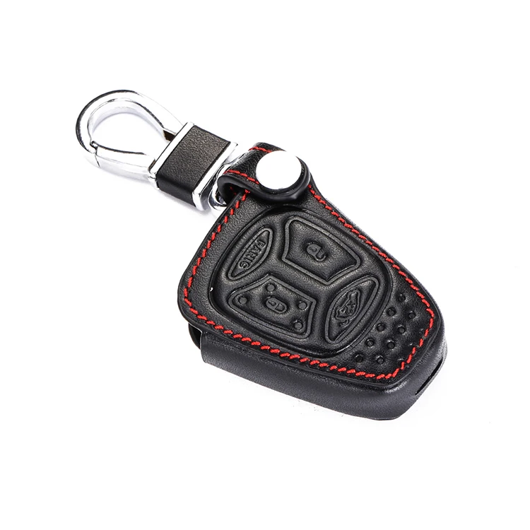 Leather Car Key Case For Jeep Commander Grand Cherokee Chrysler 300 Aspen Dodge Charger Durango 4 Buttons Remote Fob Cover Bag