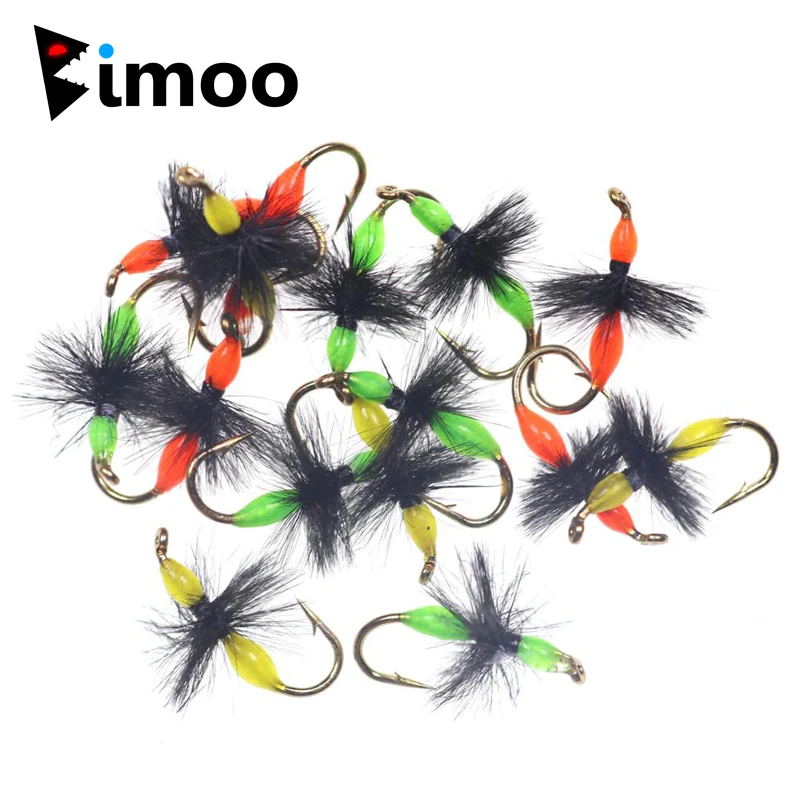 Bimoo 10PCS Size #14 #16 Orange Yellow Green Epoxy Ant Trout Dry Flies Rocky River Trout Fishing Flies Hard Body Bait Lure