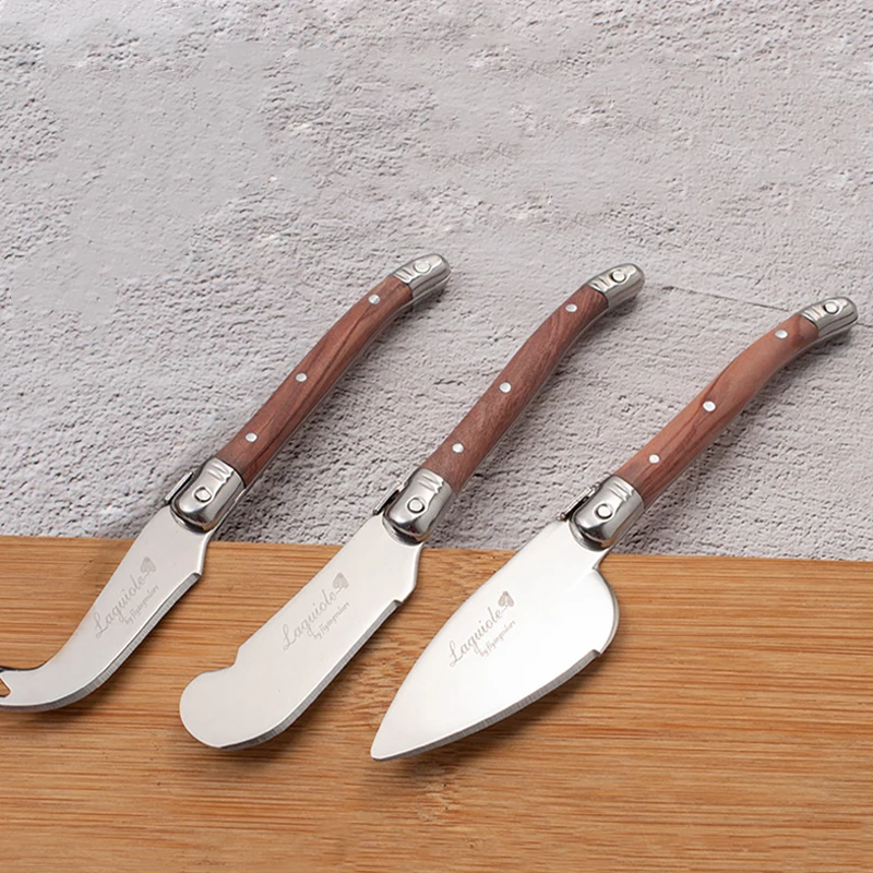 3-6pcs Laguiole Cheese Knife Set Wood Handle Butter Spreader Knives Mini Cream Cheese Cutter Slicer Restaurant Bar Tool