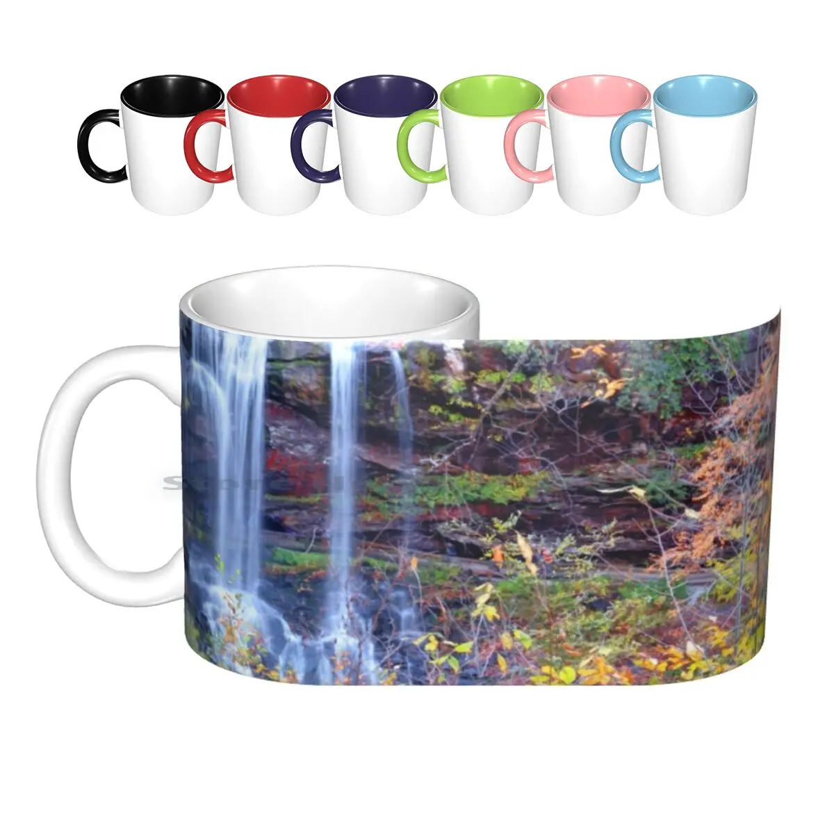 Autumn At Dry Falls Ceramic Mugs Coffee Cups Milk Tea Mug Autumn At Dry Falls Waterfalls Dry Falls Highlands North Carolina Nc