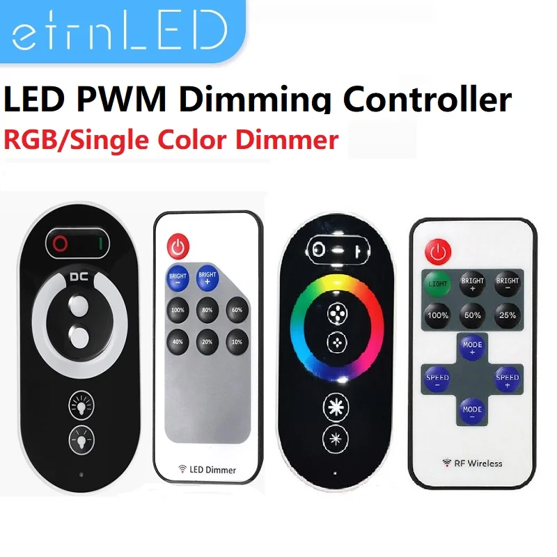

etrnLED PWM Controller RGB Single Color Dimmer Switch Wireless RF Touch Remote for Led Strip Speed Brightness Control 5V 12V 24V