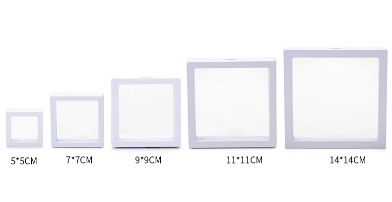 PE Film Jewelry Storage Box 3D Packaging Case Gemstone Free Stand Floating Frame Membrane Ring Earrings Necklace Display Holder