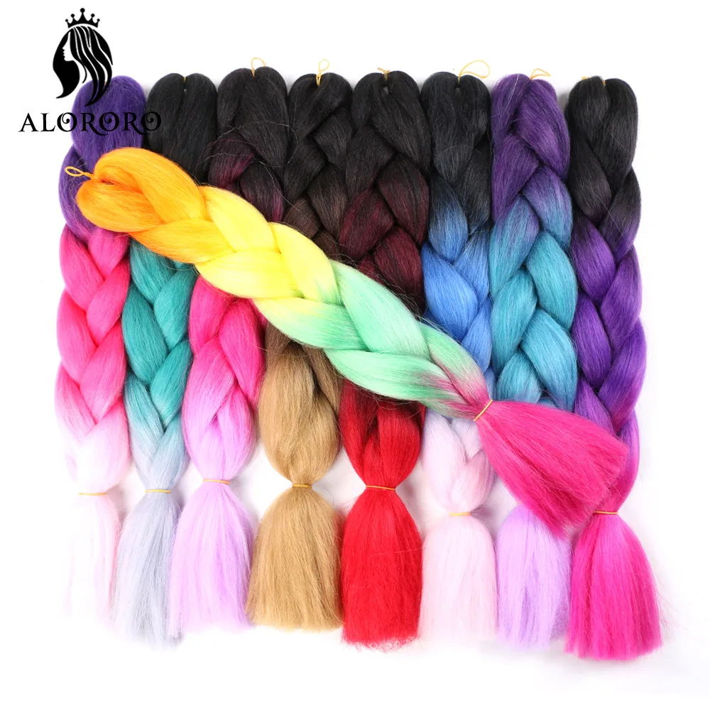 Kanekalone Jumbo Braid extensões de cabelo, Ombre cor, trança sintética, Kanekalone tranças, atacado, 24"