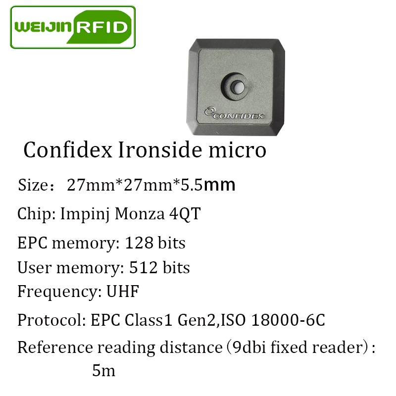 UHF RFID anty-metalowe tagi Confidex Ironside Micro 915MHz 868MHz Impinj Monza4QT 10 sztuk darmowa wysyłka trwałe pasywne tagi RFID ABS