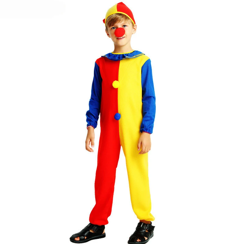 Umorden Naughty Joker Jester Clown Costume Child Kids Boys Girls Fantasia Party Carnival Purim Halloween Costumes Cosplay