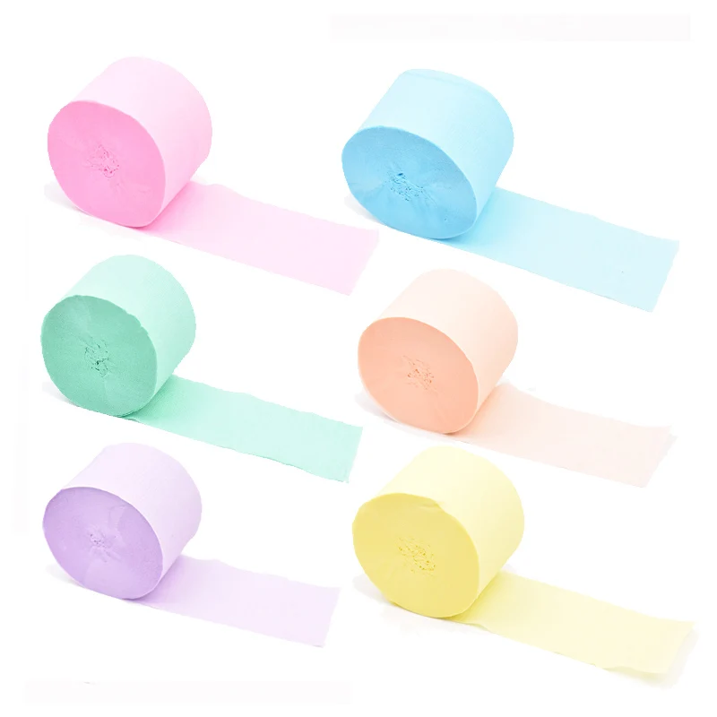 25M Macaron Pastel Crepe Streamers Roll Paper Backdrop Pastel Rainbow Unicorn Birthday Party Baby Shower Christening Wedding