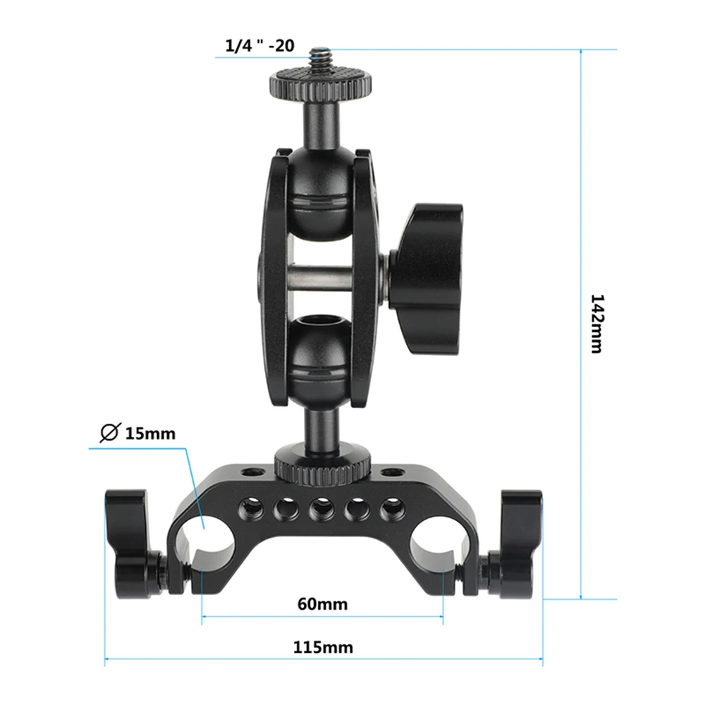 CAMVATE 15mm Dual Rod Clamp + Adjustable 1/4