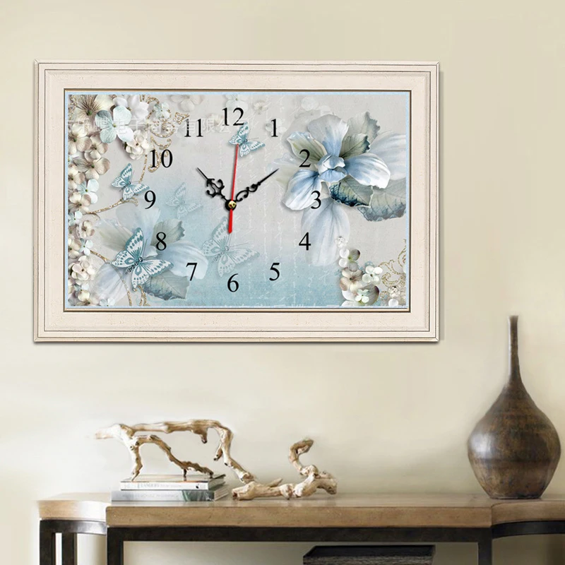 Diamond Painting Embroidery,  Mosaic,Butterfly and Flowers,Full, Clock, Cross Stitch, 3D, Decoration,DIY Gift