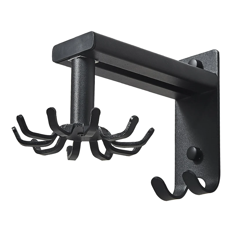 360 Degree Rotate Kitchen Utensil Holder Black Wall Movable Hook Handbag Shelf Home Hanger Organizer Aluminum Storage Rack