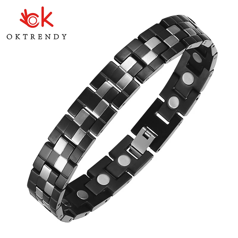 

OKtrendy Healthy Pure Titanium Therapy Magnetic Bracelet Bangle Relieve Difficulty Sleeping Benefits of Magnet Bio Energy Stone