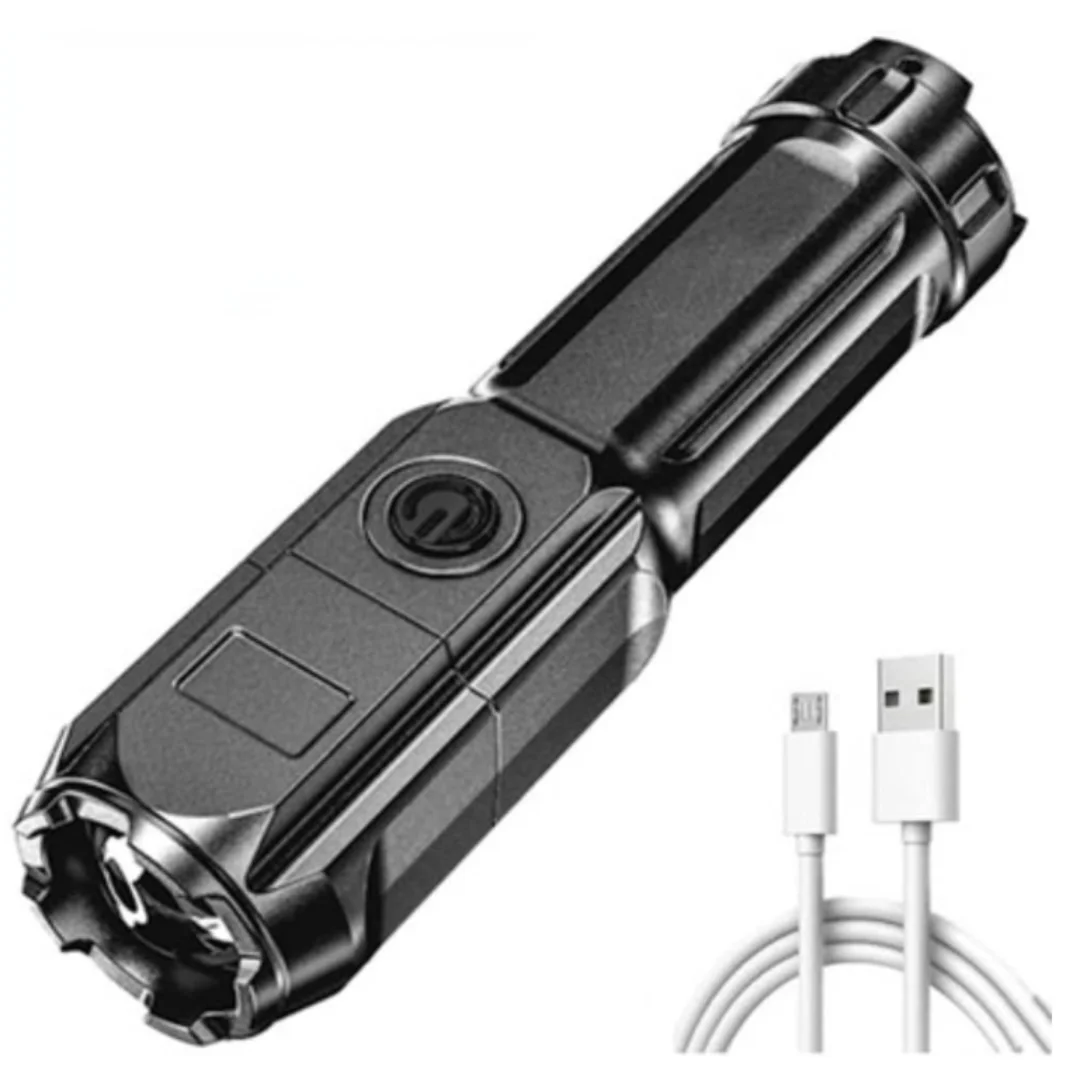 Portable LED Night Flashlight, Strong Light, Waterproof, Rechargeable Zoom, Super Bright, Xenon, Household, Outdoor, USB