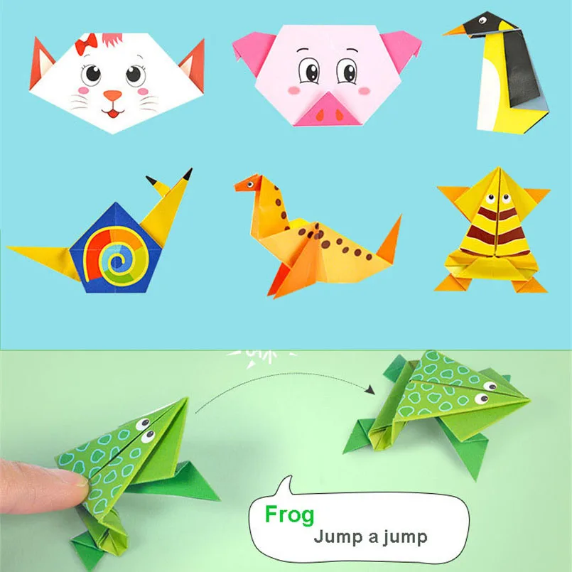 Livre Origami coloré pour enfants, 108 pièces, Puzzle 3D, motifs d'animaux, papier artisanal fait à la main, jouets éducatifs