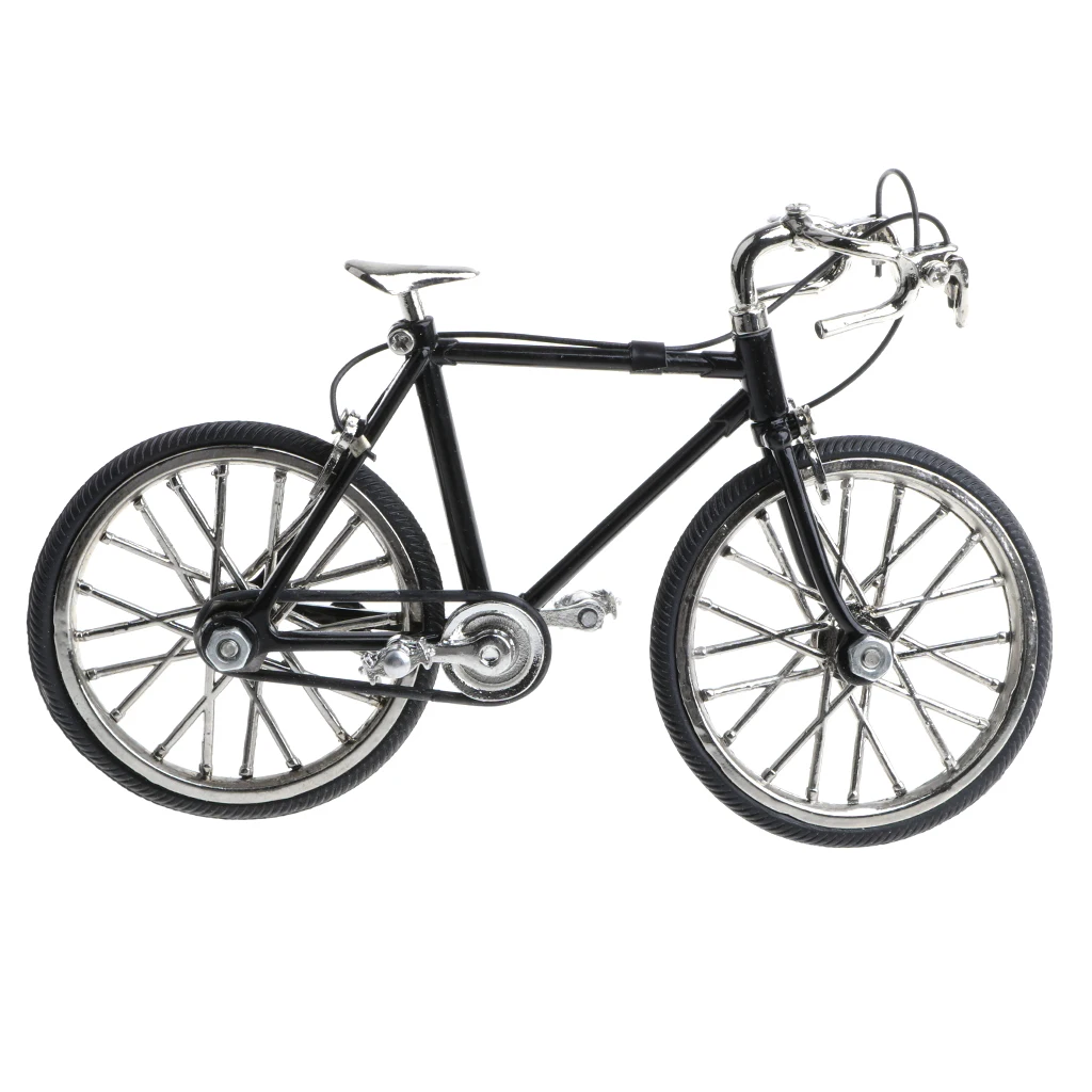 Mini bicicleta de juguete, modelo de aleación fundido a presión, Color negro, simulación de carretera, escala 1:16